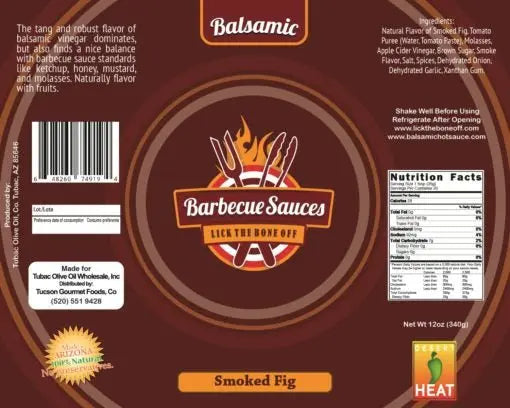 Lick The Bone Off, Balsamic Smoked Fig BBQ Sauce, 12oz. - Tubac Gourmet Foods